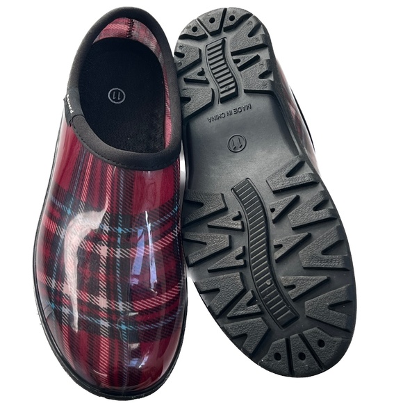 Asverd Shoes Garden Clogs Arch Support Rain Size 11 Womens Red Plaid Tartan - Picture 9 of 9